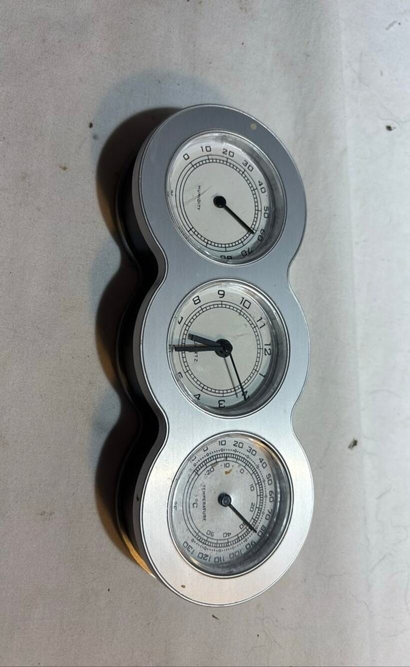 Vintage Style Weather Station with Clock, Hygrometer, and Thermometer